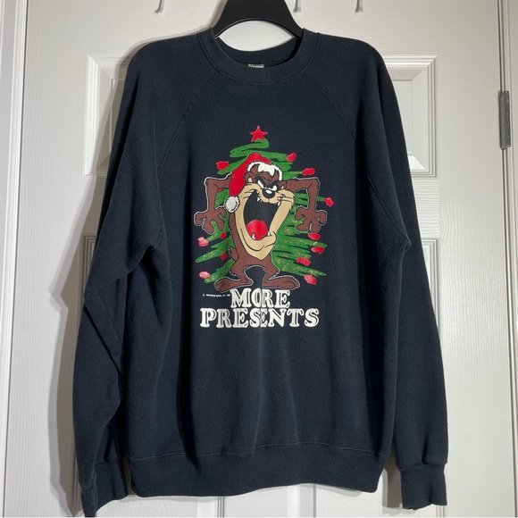 Vintage 1989 Taz Christmas Sweatshirt XL - Picture 2 of 7
